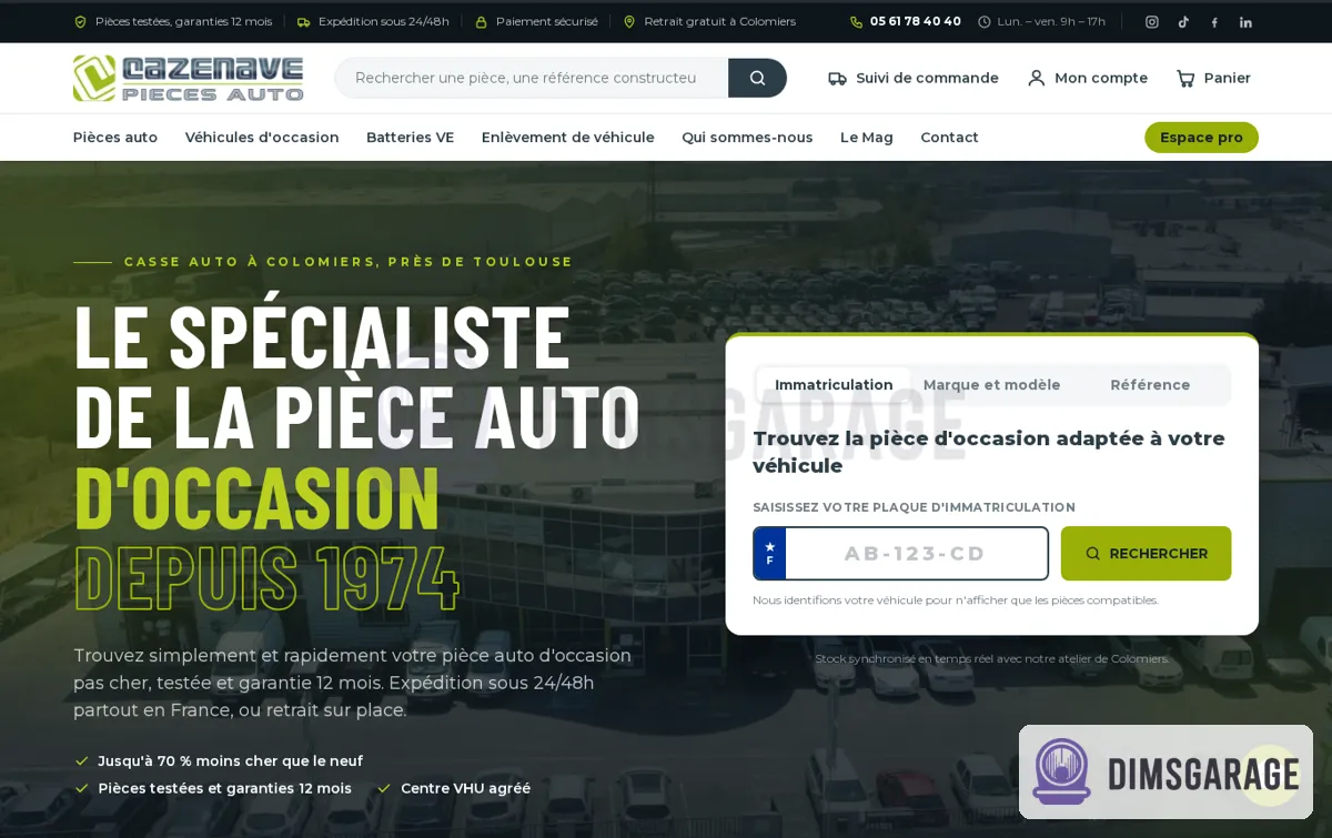 Capture : Cazenave Pièces Auto — Pièces auto d'occasion à Toulouse et Colomiers
